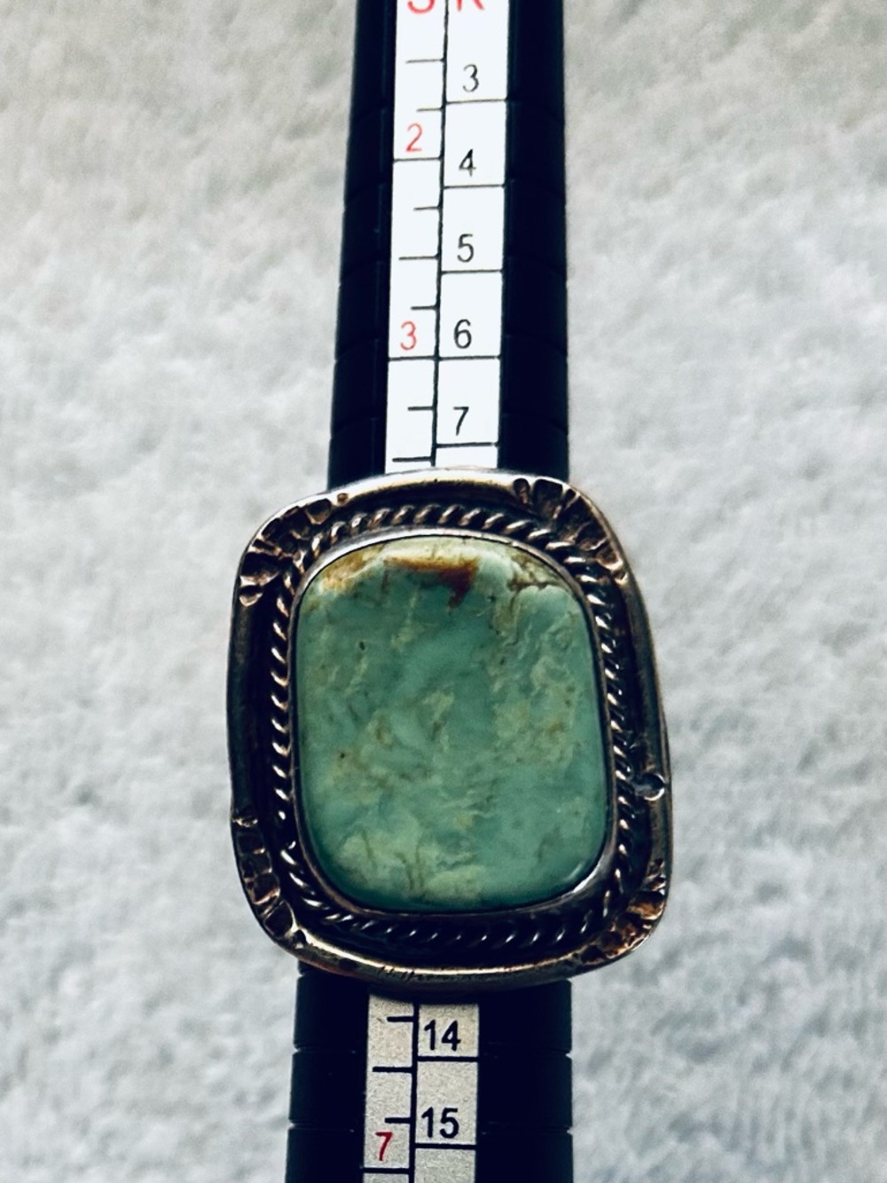 Turquoise Statement Ring in Silver-Tone Setting probably sterling